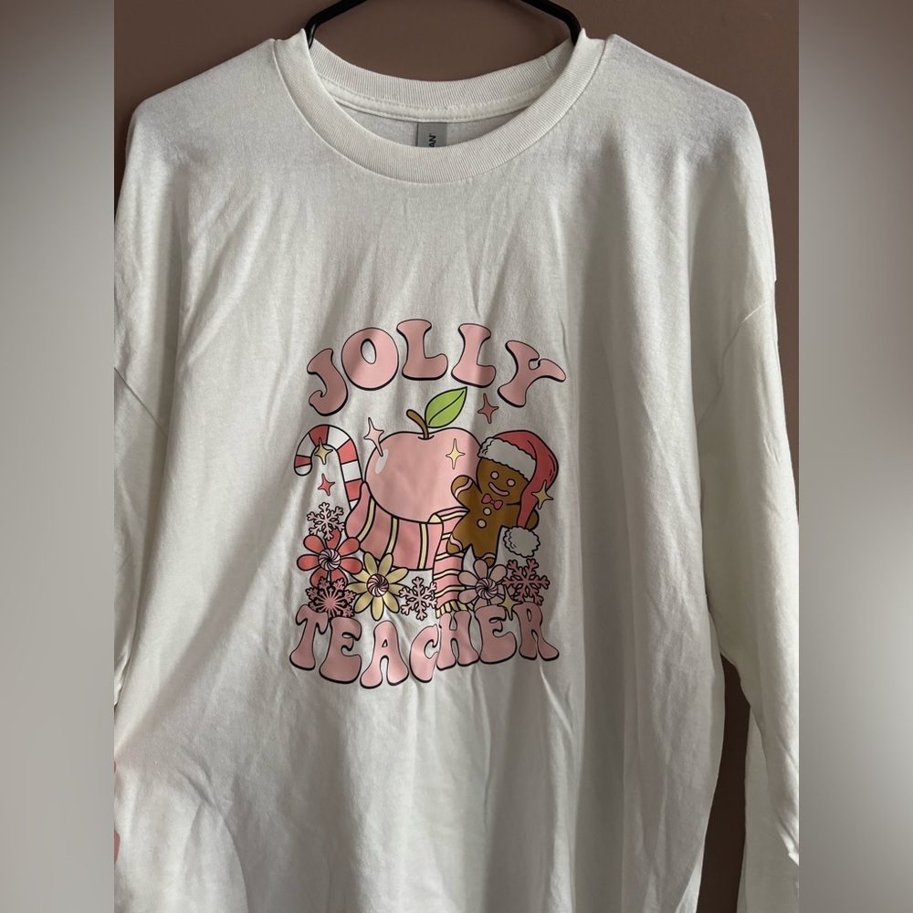 Gildan Brand Teacher Holiday Long Sleeve Shirt.